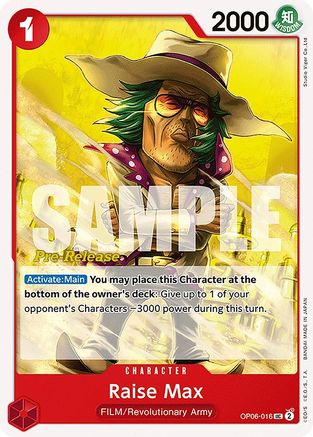 Raise Max (OP06-016) [Wings of the Captain Pre-Release Cards] One Piece Single Bandai