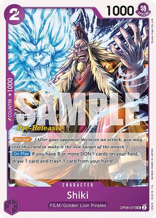 Shiki (OP06-073) [Wings of the Captain Pre-Release Cards] One Piece Single Bandai