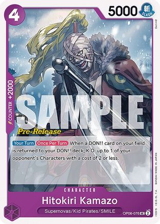 Hitokiri Kamazo (OP06-076) [Wings of the Captain Pre-Release Cards] One Piece Single Bandai