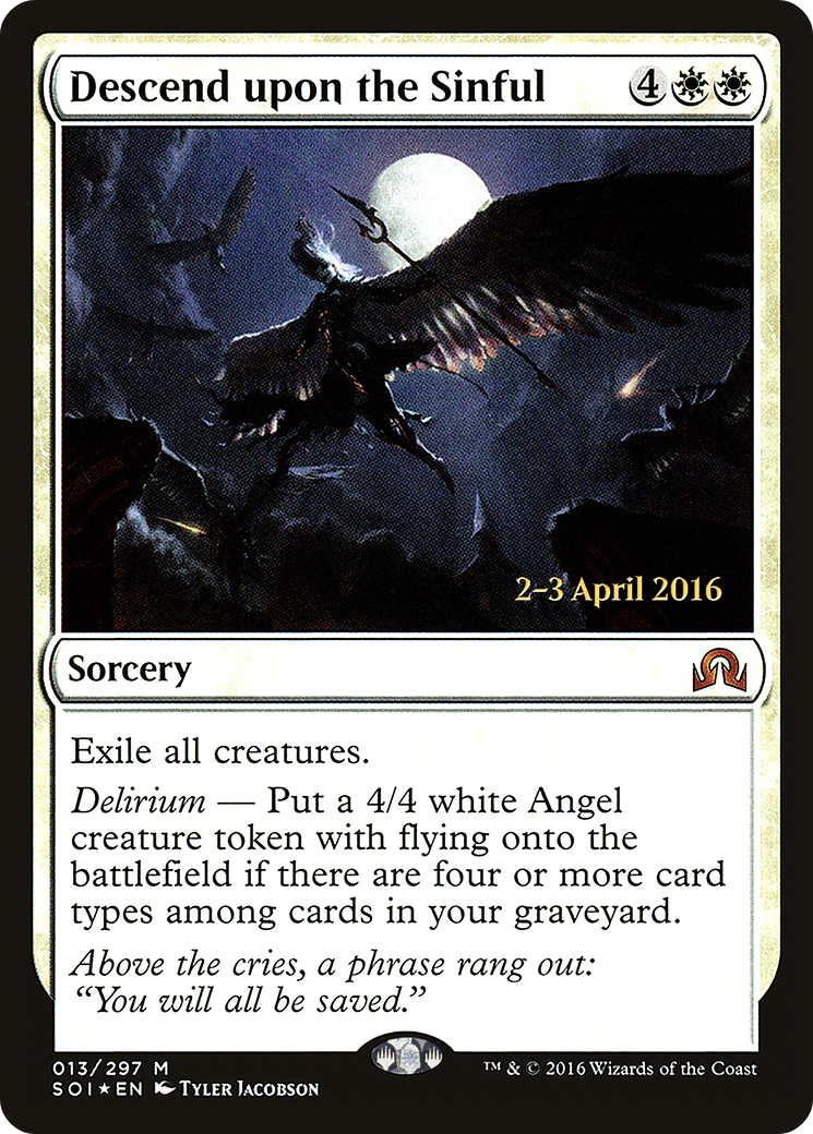 Descend upon the Sinful (PRE-013) [Shadows over Innistrad Promos] Foil MTG Single Wizards of the Coast