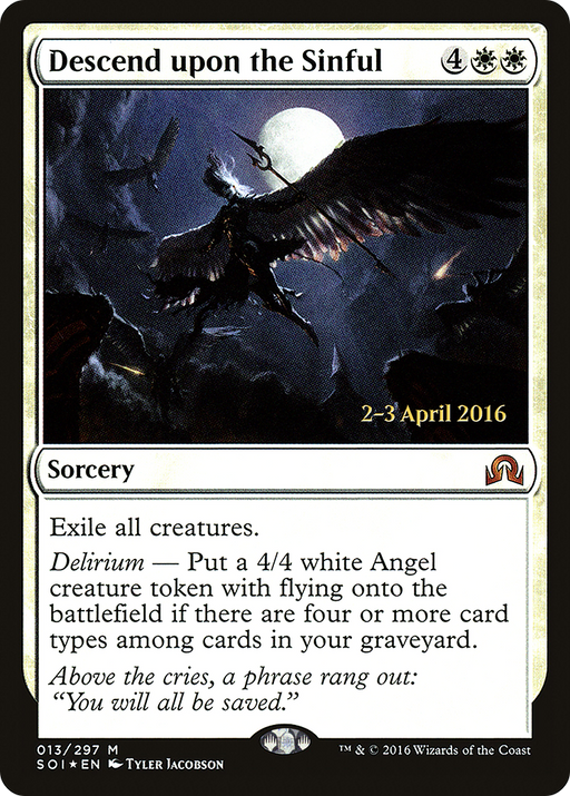Descend upon the Sinful (PRE-013) [Shadows over Innistrad Promos] Foil MTG Single Wizards of the Coast