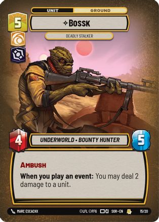 Bossk - Deadly Stalker (15/20) [Spark of Rebellion Weekly Play Promos] Foil Star Wars: Unlimited Single Disney