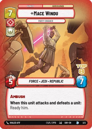 Mace Windu - Party Crasher (Top 8) (2/2) [Store Showdown Promos] Star Wars: Unlimited Single Disney