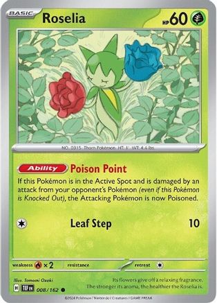 Roselia (8) Reverse Holofoil [SV: Temporal Forces] Pokemon Single Pokémon