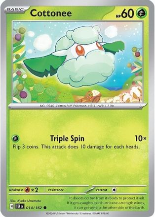 Cottonee (14) Reverse Holofoil [SV: Temporal Forces] Pokemon Single Pokémon