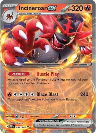 Incineroar ex - 034/162 Holofoil [SV: Temporal Forces] Pokemon Single Pokémon