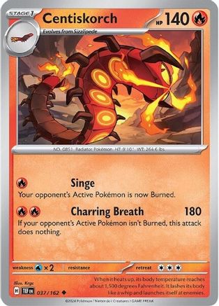 Centiskorch (37) Reverse Holofoil [SV: Temporal Forces] Pokemon Single Pokémon