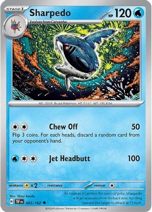 Sharpedo (43) Reverse Holofoil [SV: Temporal Forces] Pokemon Single Pokémon
