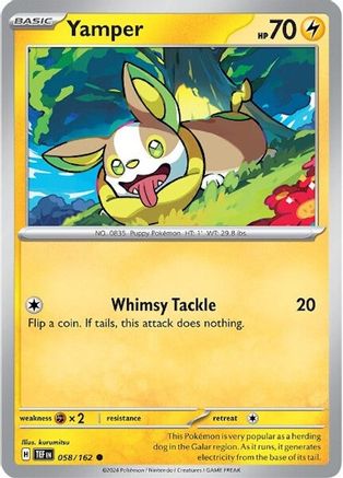 Yamper (58) Reverse Holofoil [SV: Temporal Forces] Pokemon Single Pokémon