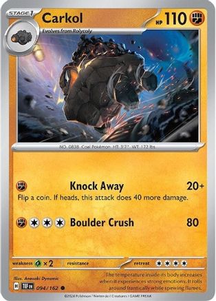 Carkol (94) [SV: Temporal Forces] Pokemon Single Pokémon