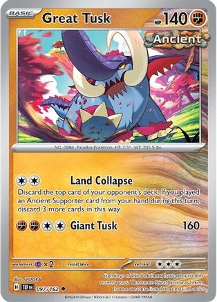 Great Tusk - 097/162 [SV: Temporal Forces] Pokemon Single Pokémon