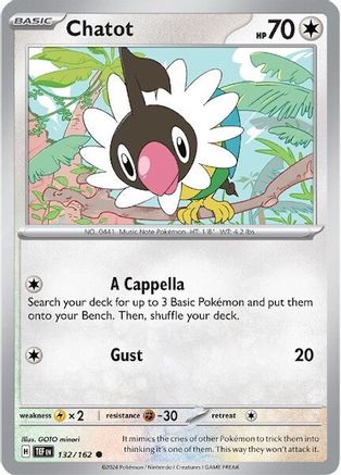 Chatot - 132/162 Reverse Holofoil [SV: Temporal Forces] Pokemon Single Pokémon