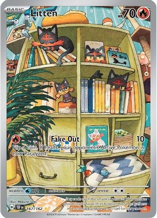 Litten - 167/162 (167) - [SV: Temporal Forces] Holofoil Pokemon Single Pokémon