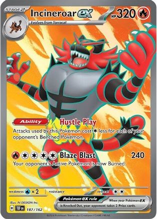 Incineroar ex - 187/162 Holofoil [SV: Temporal Forces] Pokemon Single Pokémon