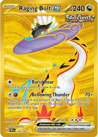 Raging Bolt ex - 218/162 Holofoil [SV: Temporal Forces] Pokemon Single Pokémon