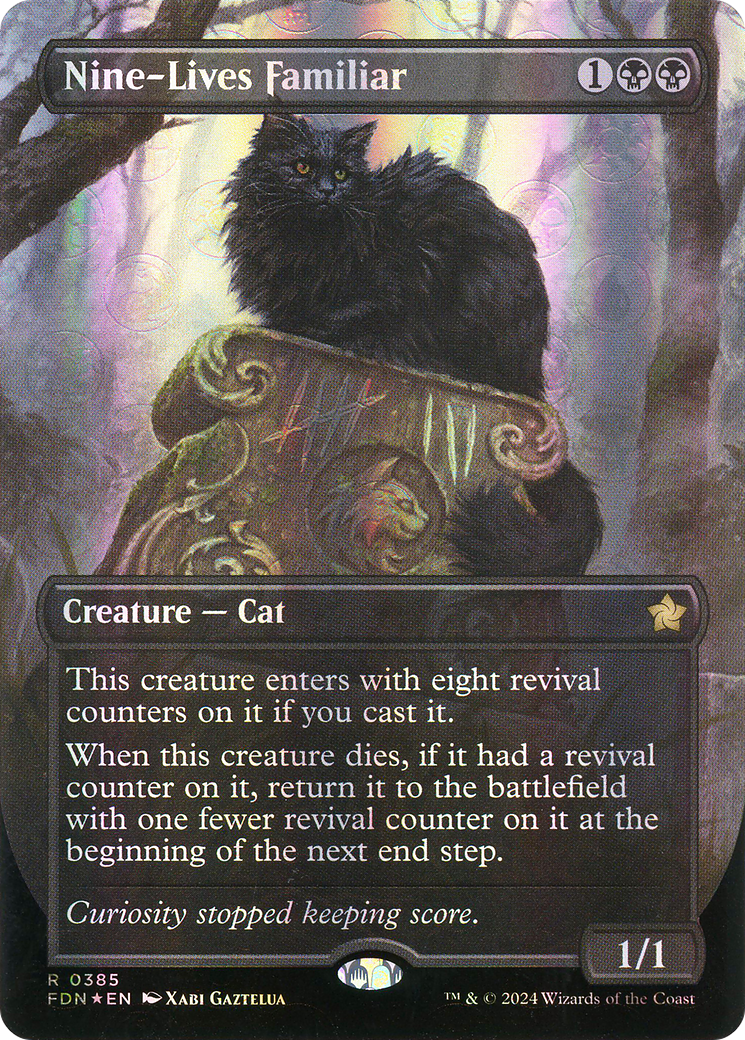 Nine-Lives Familiar (Mana Foil) (FDN-385) [Foundations] (Borderless) Foil MTG Single Wizards of the Coast