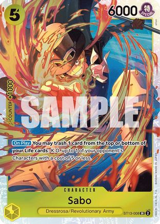 Sabo (008) (ST13-008) [Ultra Deck: The Three Brothers] Foil One Piece Single Bandai
