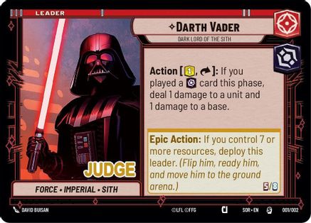 Darth Vader - Dark Lord of the Sith (001/002) [Judge Promos] Foil Star Wars: Unlimited Single Disney
