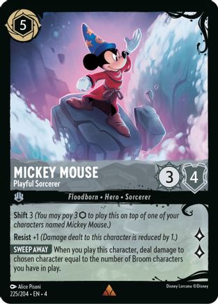 Mickey Mouse - Playful Sorcerer (225/204) (225/204) [Illumineers Quest Deep Trouble] Cold Foil Lorcana Single Disney