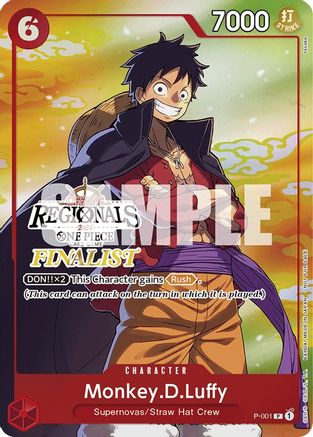 Monkey.D.Luffy (001) (Offline Regional 2024 Vol. 2) [Finalist] (P-001) [One Piece Promotion Cards] Foil One Piece Single Bandai