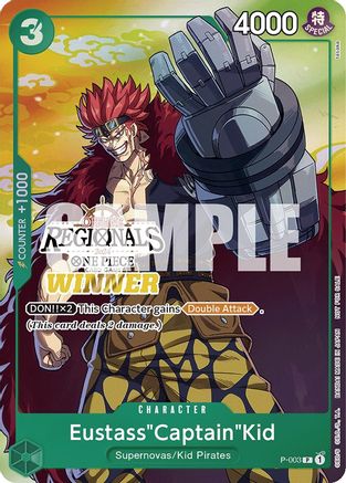 Eustass"Captain"Kid (Offline Regional 2024 Vol. 2) [Winner] (P-003) [One Piece Promotion Cards] Foil One Piece Single Bandai