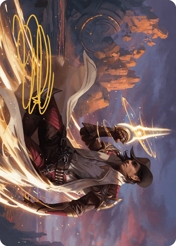 Kellan, the Kid Art Card (Gold-Stamped Signature) [Art Series] Outlaws of Thunder Junction MTG Single Magic: The Gathering