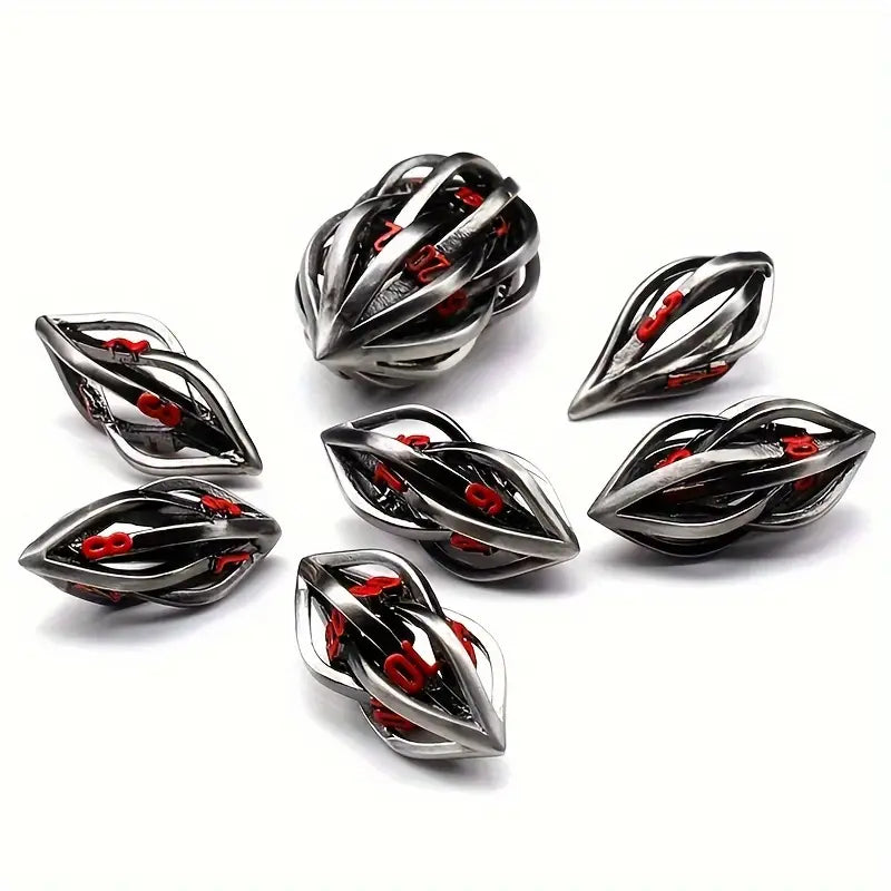 Seriously Good Dice: Hollow Metal 7 Die Set "Black & Red Dodecahedron" Dice & Gaming Accessories Taps Imports