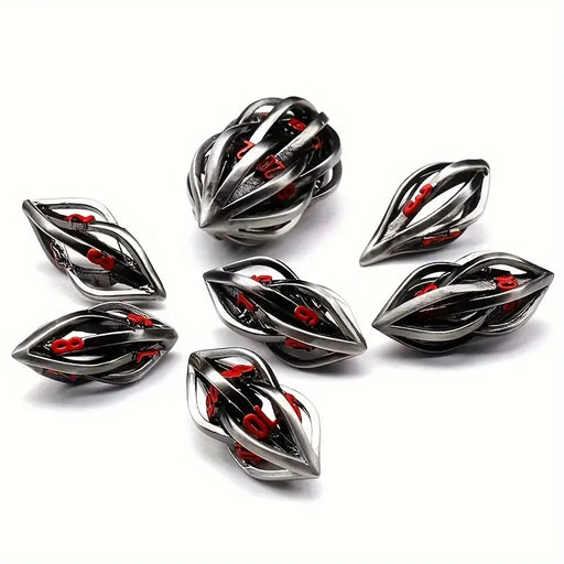 Seriously Good Dice: Hollow Metal 7 Die Set "Black & Red Dodecahedron" Dice & Gaming Accessories Taps Imports