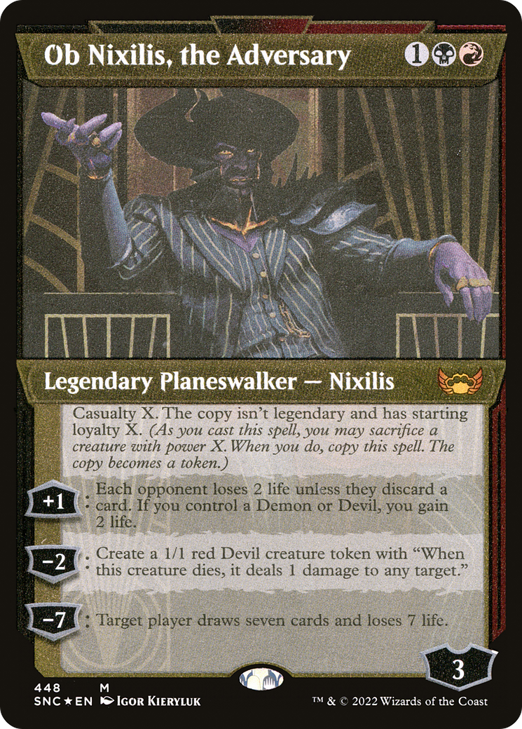 Ob Nixilis, the Adversary (Foil Etched) (SNC-448) [Streets of New Capenna] (Showcase) Foil MTG Single Wizards of the Coast