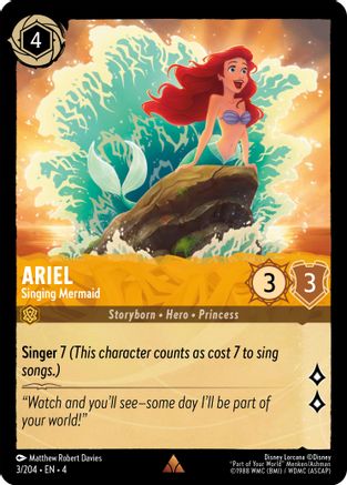 Ariel - Singing Mermaid (3/204) [Ursulas Return] Cold Foil Lorcana Single Disney