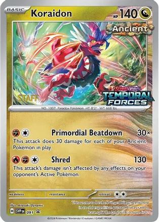 Koraidon - 091 (Prerelease) [Staff] (91) Holofoil [Promos: SV Promo Cards] Pokemon Single Pokémon