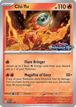 Chi-Yu - 057 (Prerelease) [Staff] (57) Holofoil [Promos: SV Promo Cards] Pokemon Single Pokémon