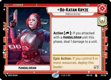Bo-Katan Kryze - Princess in Exile (012/262)[Shadows of the Galaxy] Star Wars: Unlimited Single Disney