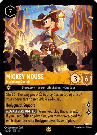 Mickey Mouse - Musketeer Captain (16/204) [Ursulas Return] Lorcana Single Disney
