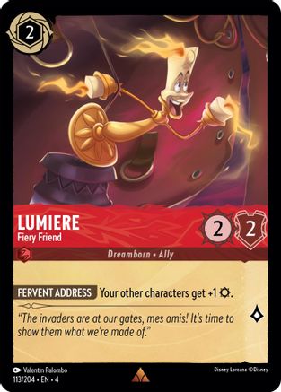 Lumiere - Fiery Friend (113/204) [Ursulas Return] Cold Foil Lorcana Single Disney
