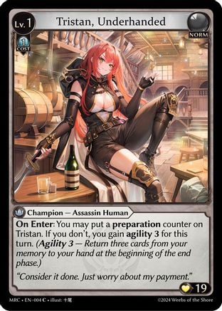 Tristan, Underhanded (004) [Mercurial Heart] Foil Grand Archive Single Weebs of the Shore