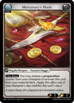 Mercenary's Blade (011) [Mercurial Heart] Foil Grand Archive Single Weebs of the Shore
