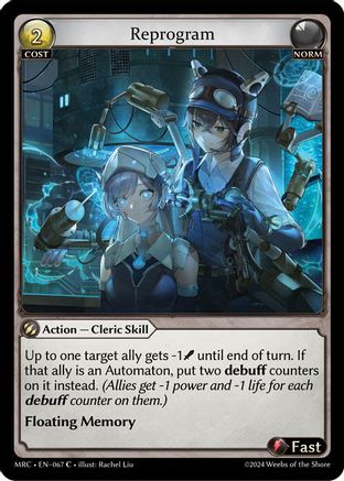 Reprogram (067) [Mercurial Heart] Foil Grand Archive Single Weebs of the Shore