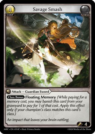 Savage Smash (070) [Mercurial Heart] Foil Grand Archive Single Weebs of the Shore