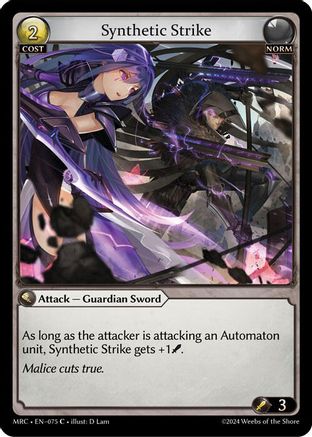 Synthetic Strike (075) [Mercurial Heart] Foil Grand Archive Single Weebs of the Shore