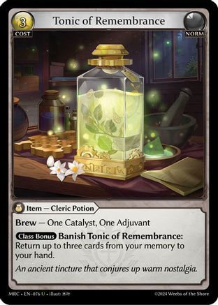 Tonic of Remembrance (076) [Mercurial Heart] Foil Grand Archive Single Weebs of the Shore