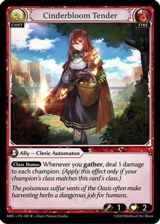 Cinderbloom Tender (087) [Mercurial Heart] Foil Grand Archive Single Weebs of the Shore