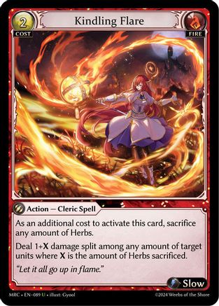 Kindling Flare (089) [Mercurial Heart] Foil Grand Archive Single Weebs of the Shore