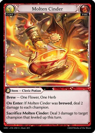 Molten Cinder (090) [Mercurial Heart] Foil Grand Archive Single Weebs of the Shore