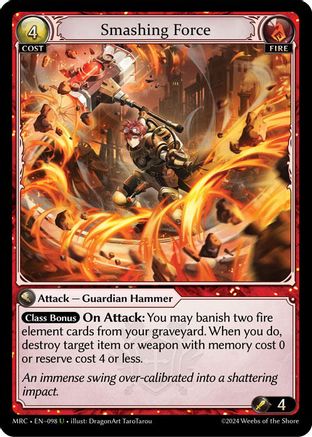 Smashing Force (098) [Mercurial Heart] Foil Grand Archive Single Weebs of the Shore