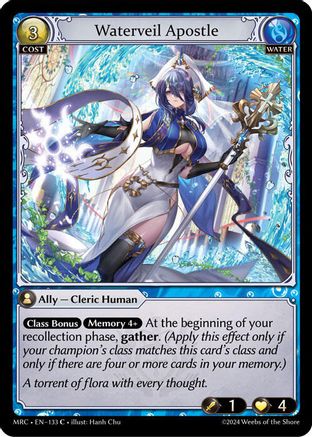 Waterveil Apostle (133) [Mercurial Heart] Foil Grand Archive Single Weebs of the Shore
