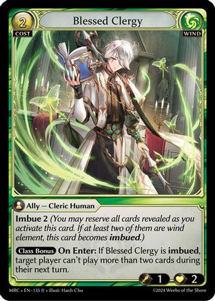 Blessed Clergy (135) [Mercurial Heart] Foil Grand Archive Single Weebs of the Shore