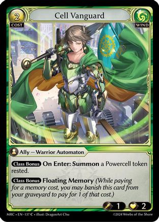 Cell Vanguard (137) [Mercurial Heart] Foil Grand Archive Single Weebs of the Shore