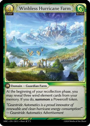 Winbless Hurricane Farm (158) [Mercurial Heart] Foil Grand Archive Single Weebs of the Shore