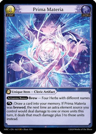 Prima Materia (165) [Mercurial Heart] Grand Archive Single Weebs of the Shore
